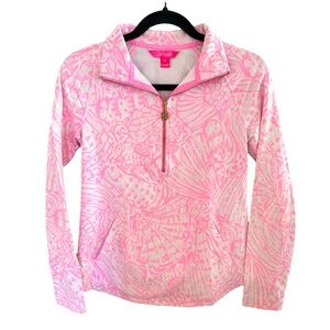 LILLY PULITZER UPF 50+ Skipper Popover Pelican Pink Sea Cups Shells Size XXS